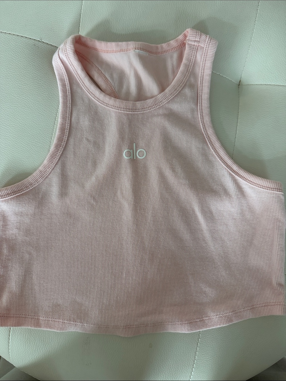 ALO Yoga Pale Pink Ribbed Crop Tank